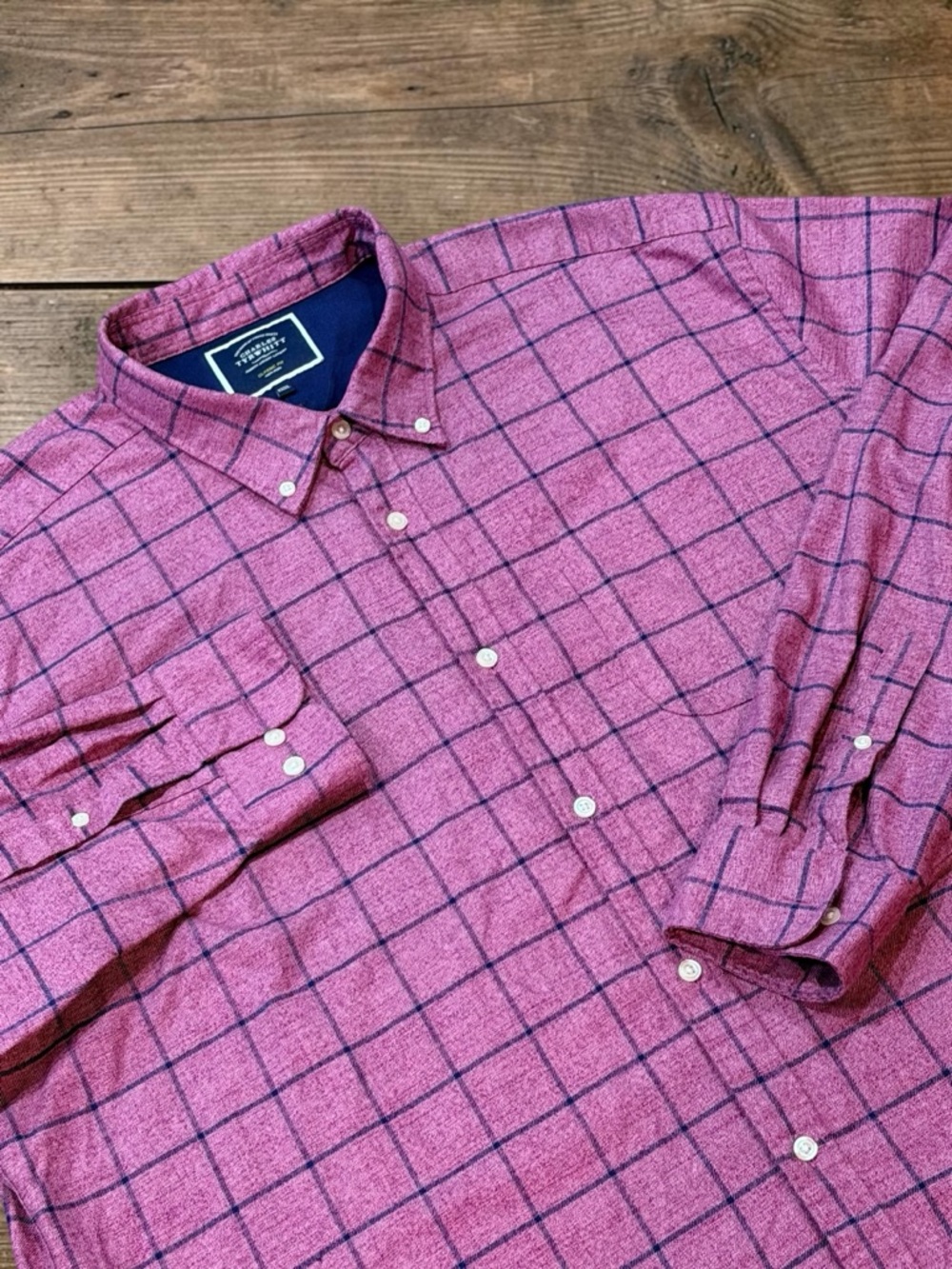 Charles Tyrwhitt Men's 3XL Classic Fit Button Down Shirt Purple Blue Check XXXL